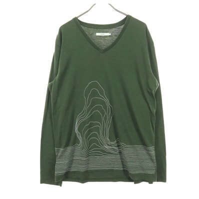 graniph グラニフ 長袖 Vネック カットソー L カーキ系