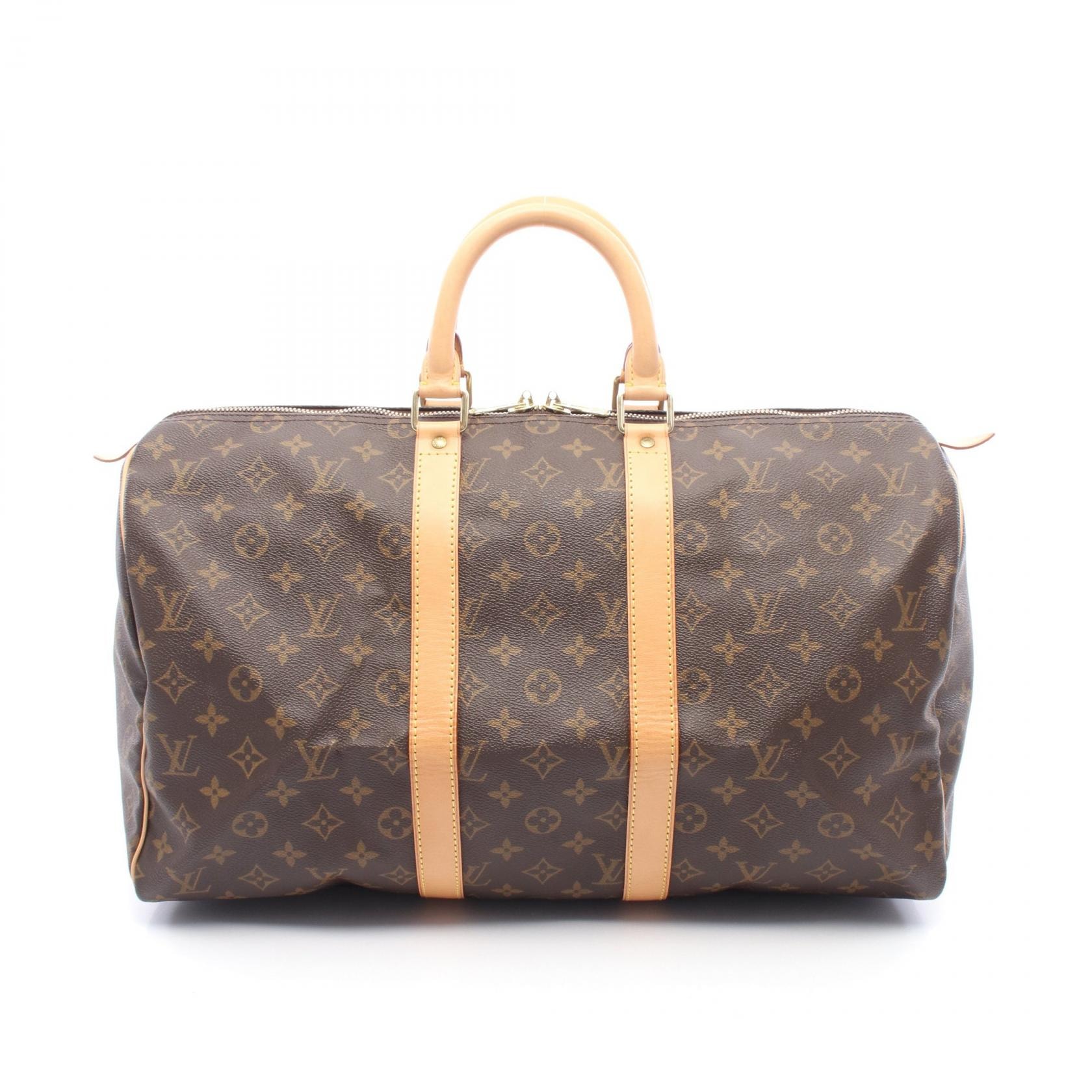 ルイ・ヴィトン LOUIS VUITTON キーポル45 ボストンバッグ バッグ PVCコーティングキャンバス レザー モノグラム メンズ レディース ブラウン系 M41428 【中古】