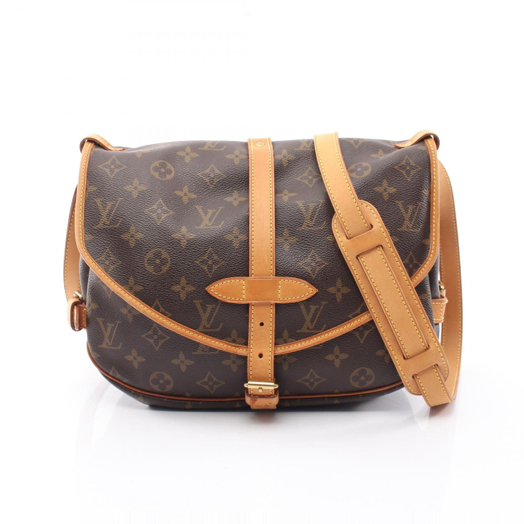 ルイ・ヴィトン LOUIS VUITTON ソミュール30 モノグラム ショルダーバッグ バッグ PVCコーティングキャンバス レザー モノグラム レディース ブラウン系 M42256 【中古】