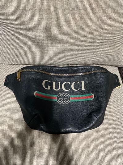 GUCCI Vintage Logo Print Leather Small Belt Bag "Black"