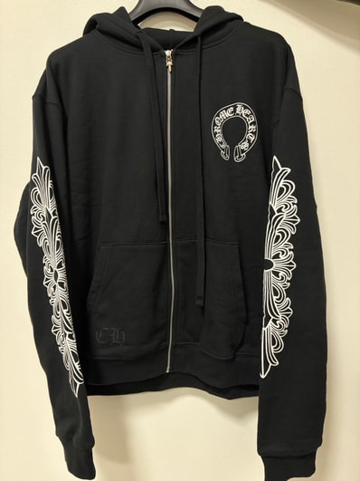 Chrome Hearts Horseshoe Floral Cross Zip-Up Hoodie "Black"