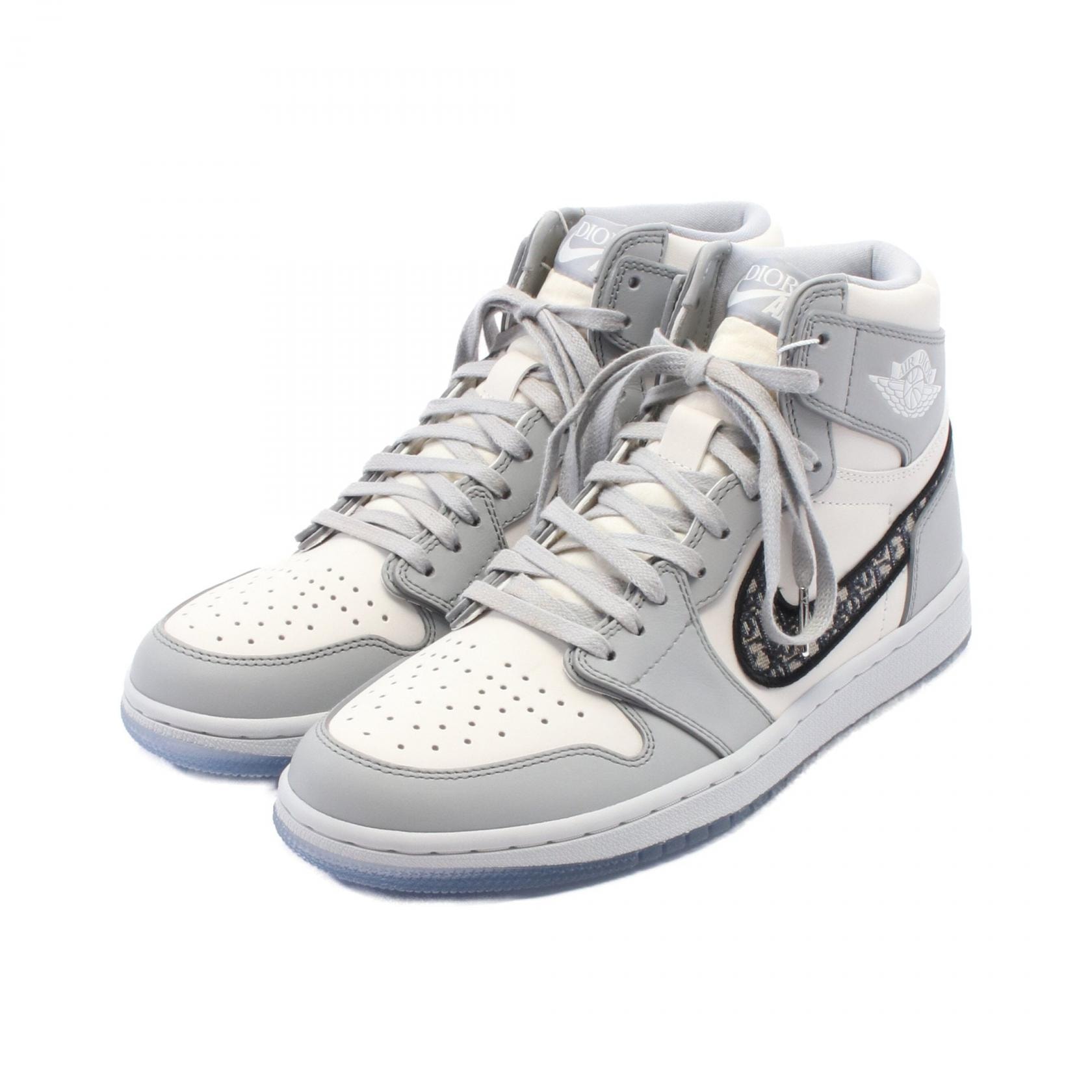 ディオール Dior DIOR × NIKE Air Jordan 1 High スニーカー 靴 レザー キャンバス メンズ グレー系 / ホワイト系 / ネイビー系 【中古】