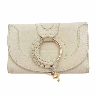 SEE BY CHLOE シーバイクロエ ウォレット 9P7783-P305 HANA ハナ キーチャーム付き 三つ折り レザー ウォレット 財布 ベージュ系【中古】