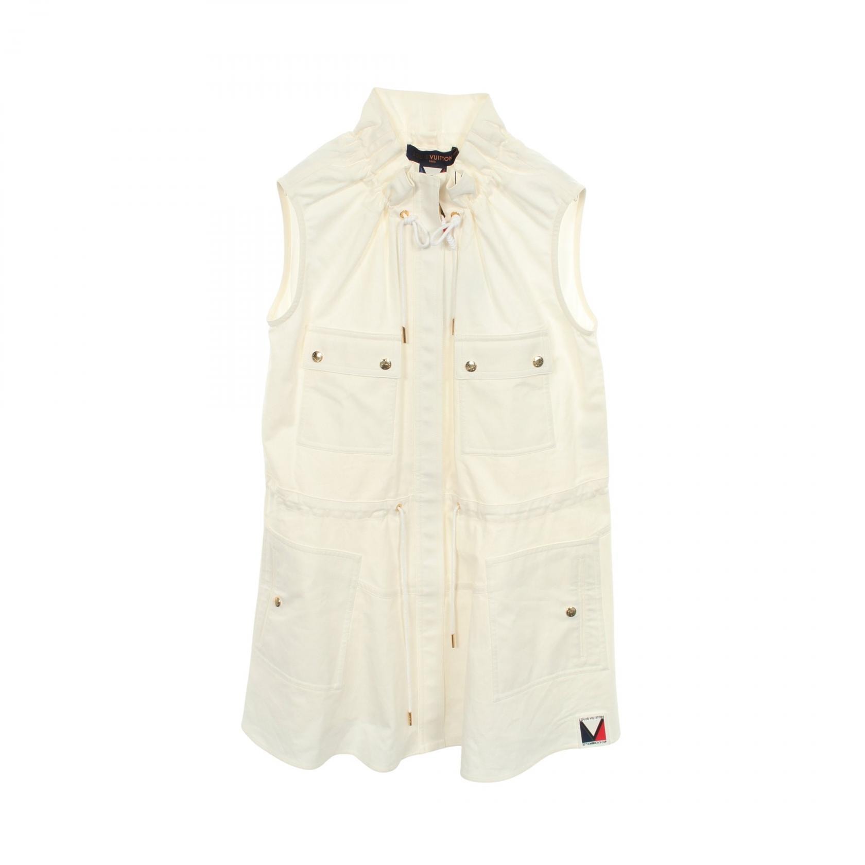 ルイ・ヴィトン LOUIS VUITTON ノースリーブ ジップアップ ワンピース 衣料品 トップス コットン レディース ホワイト系 RW242WD PGT FRDS57 【中古】
