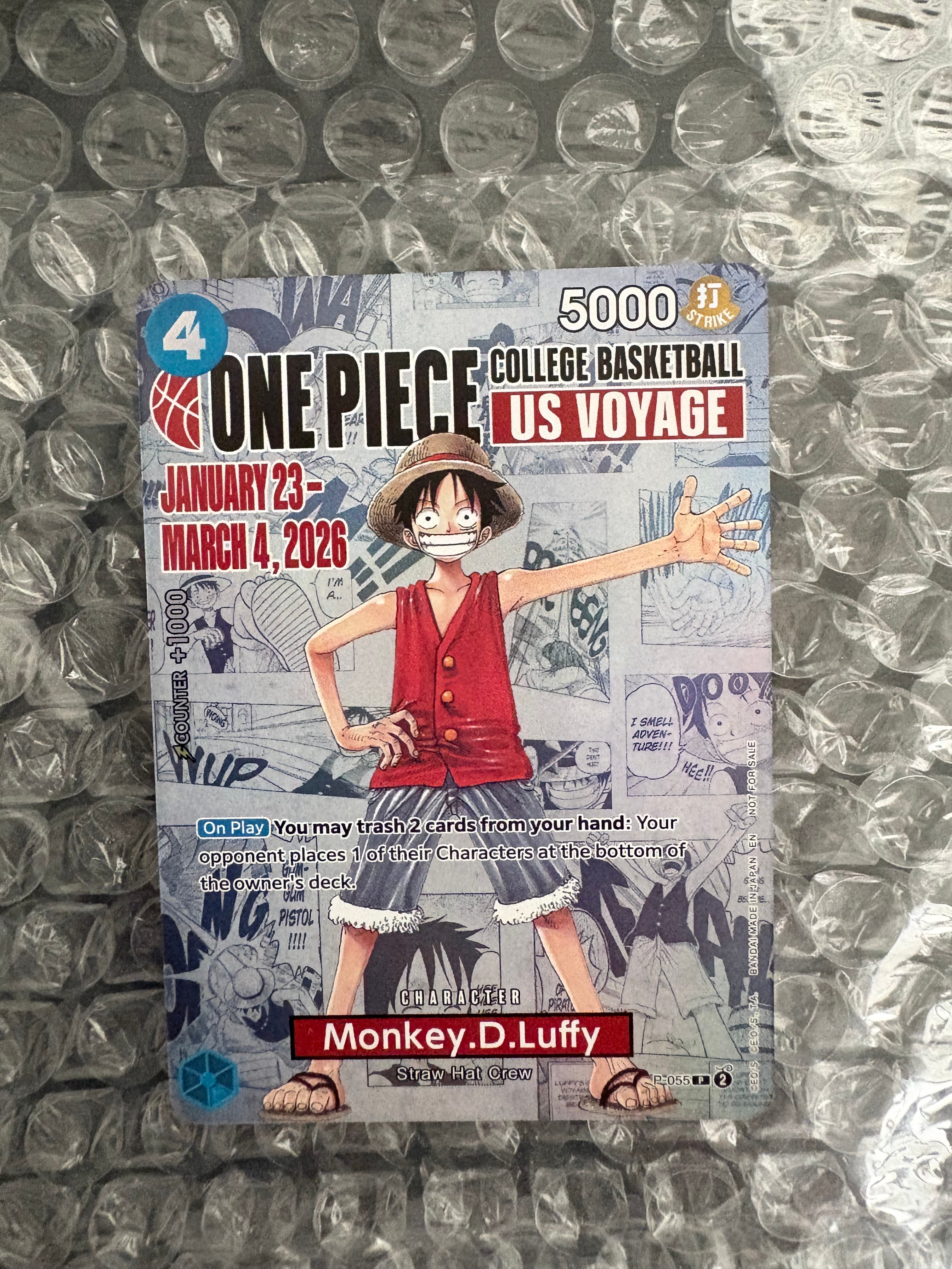 モンキー・D・ルフィ:P (開封済) [P-055]【英語版】(プロモーションカード「ワンピース カレッジ バスケットボール:USボヤージュ」)