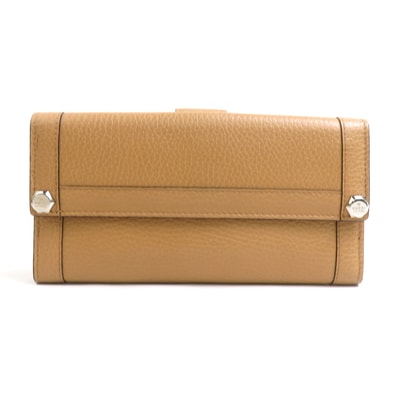 グッチ GUCCI 二つ折り長財布 レザー ブラウン シルバー ユニセックス 231839【中古】 e62002i