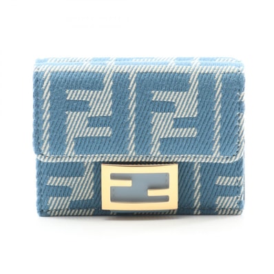 フェンディ FENDI バゲット ズッカ 三つ折り財布 財布 キャンバス レディース ブルー系 8M0395AUNJF1SKL 【新品】