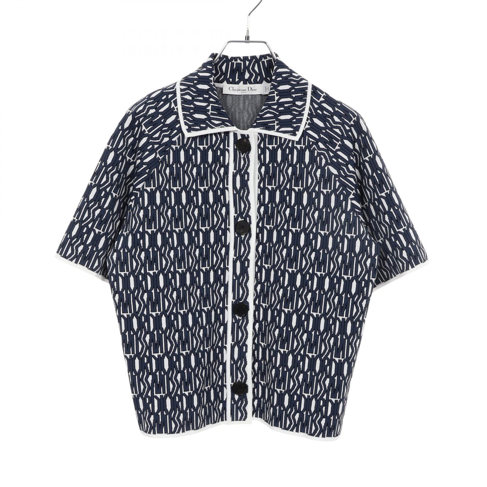 ディオール Dior テクニカル ニット ショートスリーブ 衣料品 アウター レーヨン / ポリエステル レディース ホワイト系 / ブルー系 【中古】