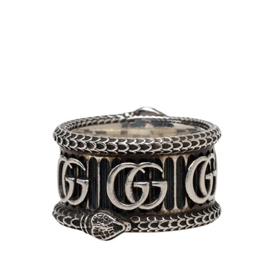 グッチ スネーク GGロゴ リング 指輪 #19 SV925 シルバー レディース GUCCI 【中古】