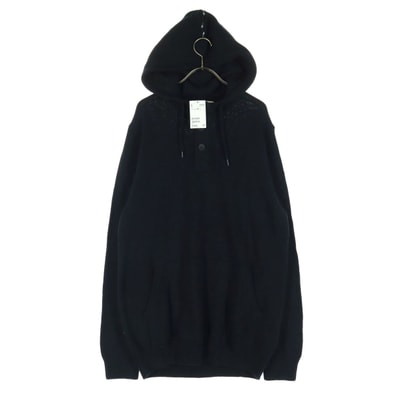 未使用 H&M エイチアンドエム 長袖 コットンニット パーカー M ブラック