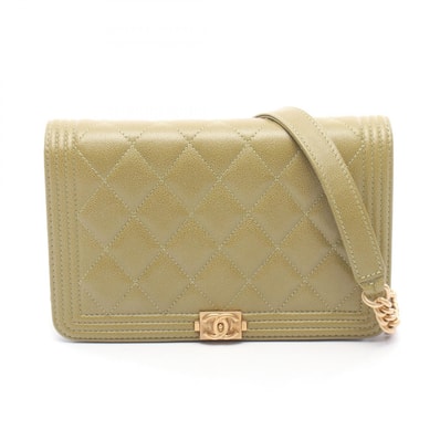 シャネル CHANEL ボーイシャネル マトラッセ ショルダーバッグ バッグ キャビアスキン(グレインドカーフ) レディース カーキ系 AP1117 【中古】
