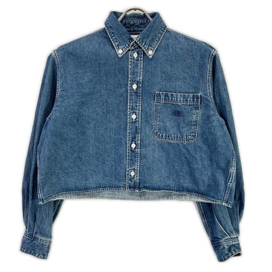 セリーヌ 2T187459N ブルー コットン100 ユニオンオーシャンウォッシュ デニムクロップドシャツ XS