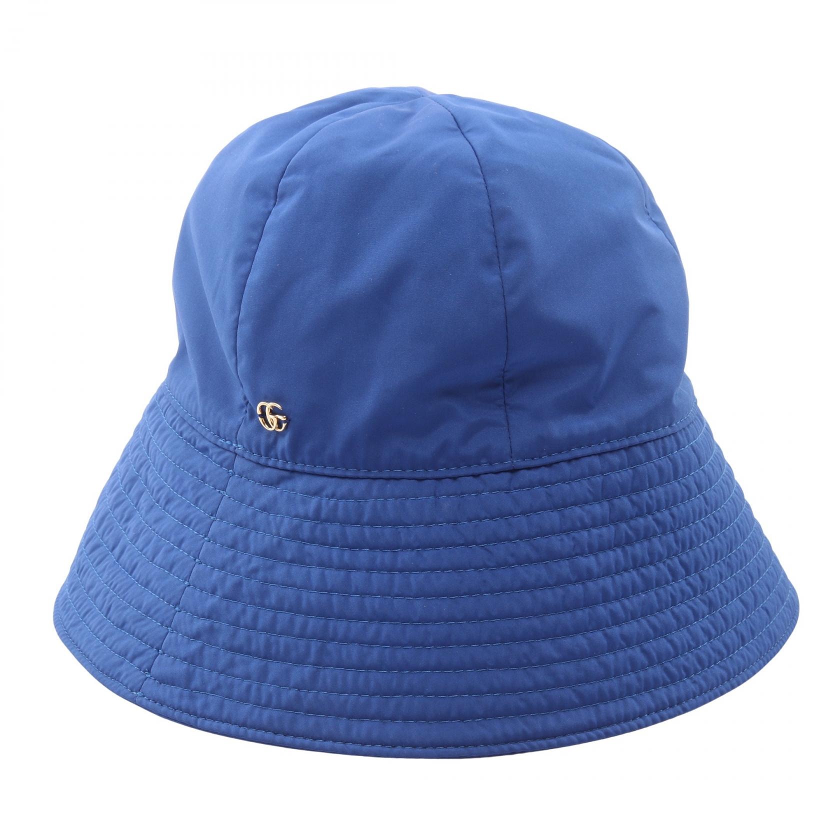 グッチ GUCCI GGマーモント ハット 帽子 ポリエステル レディース ブルー系 【中古】