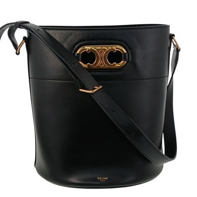 CELINE セリーヌ マイヨン トリオンフ バケットバッグ ショルダーバッグ 193043 レザー ブラック レディース【中古】