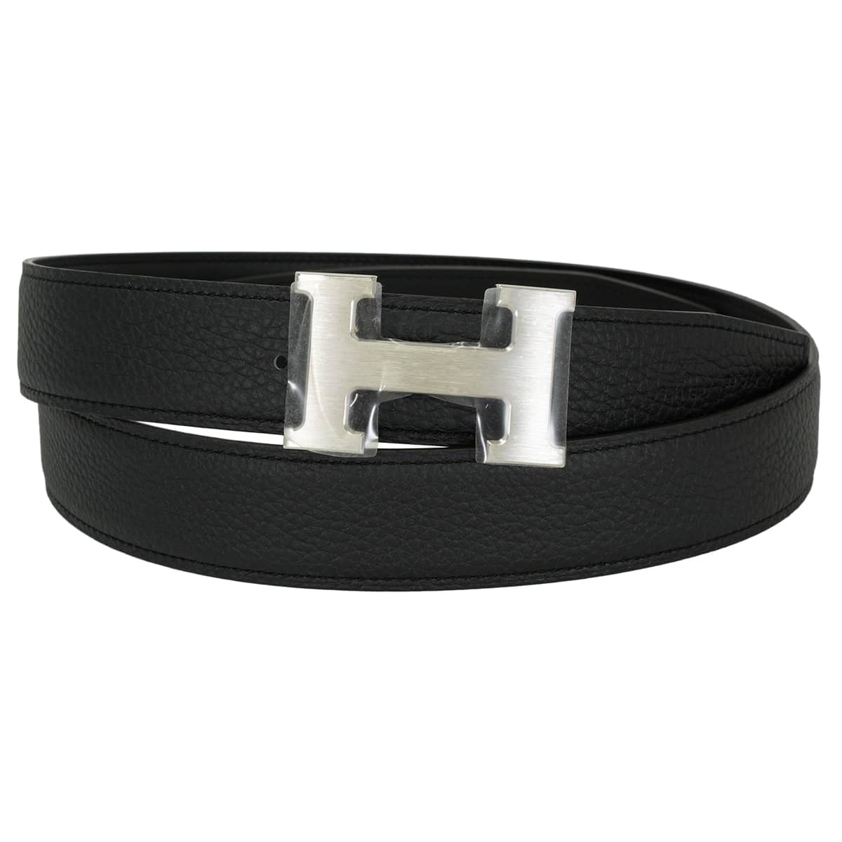 HERMES エルメス ベルト Hベルト コンスタンス32 リバーシブル 黒 (ブラック) トゴ/スイフト #90 マットシルバー金具 W刻印 新品