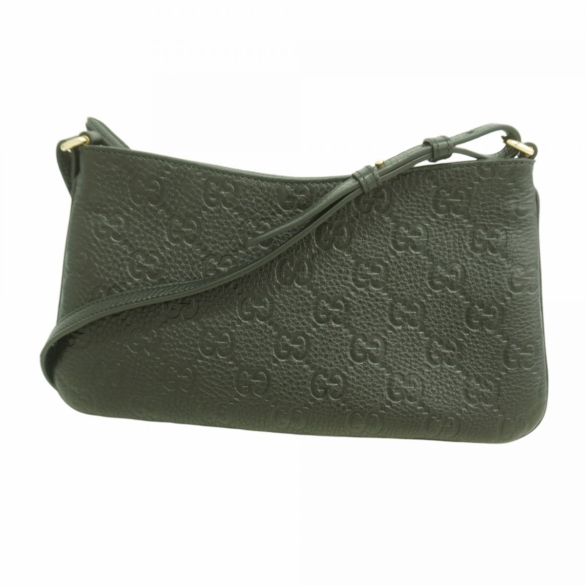 【6dd5123】グッチ ショルダーバッグ グッチシマ 815277 レザー ブラック ゴールド金具【中古】レディース