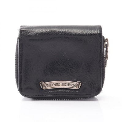 クロムハーツ CHROME HEARTS スクエアジップビル ウォレット 二つ折り財布 財布 レザー メンズ ブラック系 【中古】