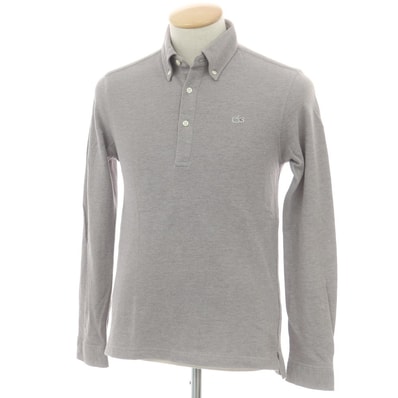 【中古】ラコステ LACOSTE コットン 鹿の子 長袖ポロシャツ グレー【サイズ3】【メンズ】