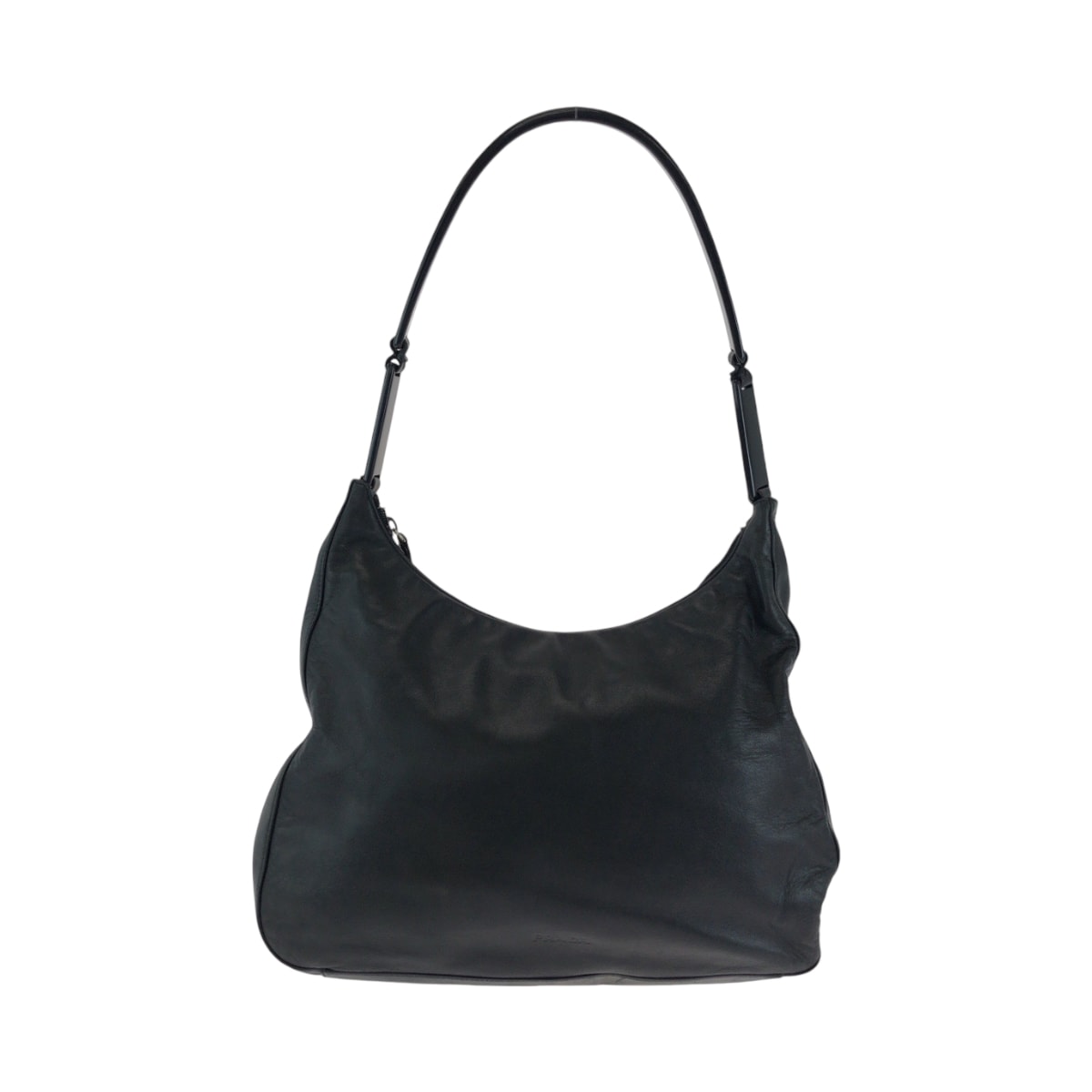 PRADA プラダ プラスチックハンドル ロゴ ブラック 黒 プラスチック レザー/ ホーボー プラハンドル ショルダーバッグ 506466 【中古】