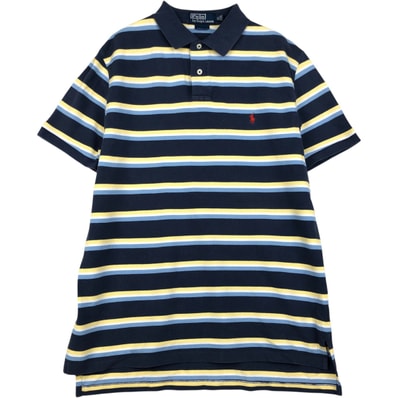 古着 ラルフローレン Ralph Lauren POLO by Ralph Lauren CUSTOM FIT マルチボーダー 半袖 ボーダー ポロシャツ メンズXL相当/eaa620820