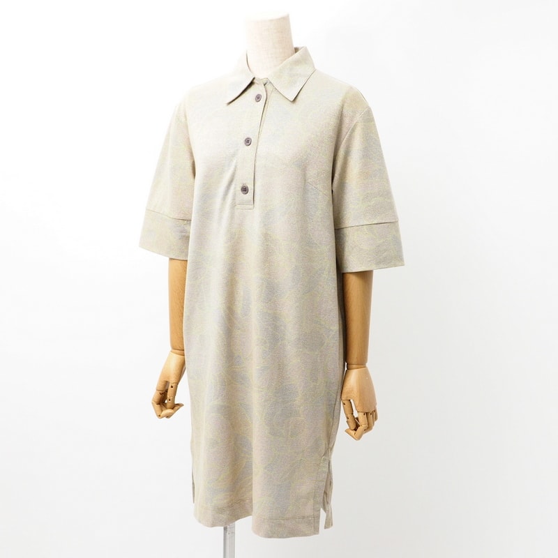 ■美品■DRIES VAN NOTEN ドリスヴァンノッテン ワンピース サイズXS 総柄 ラメ混 ハーフボタン 半袖 ニットワンピース ブランド古着【中古】20240709/RA0399