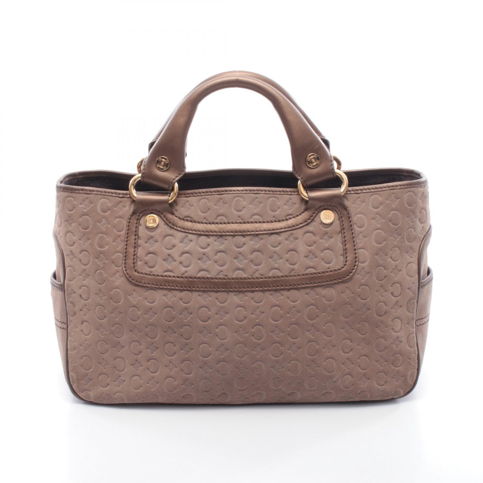 セリーヌ CELINE ブギーバッグ Cマカダム ハンドバッグ バッグ スウェード レザー レディース ベージュ系 / ブラウン系 【中古】