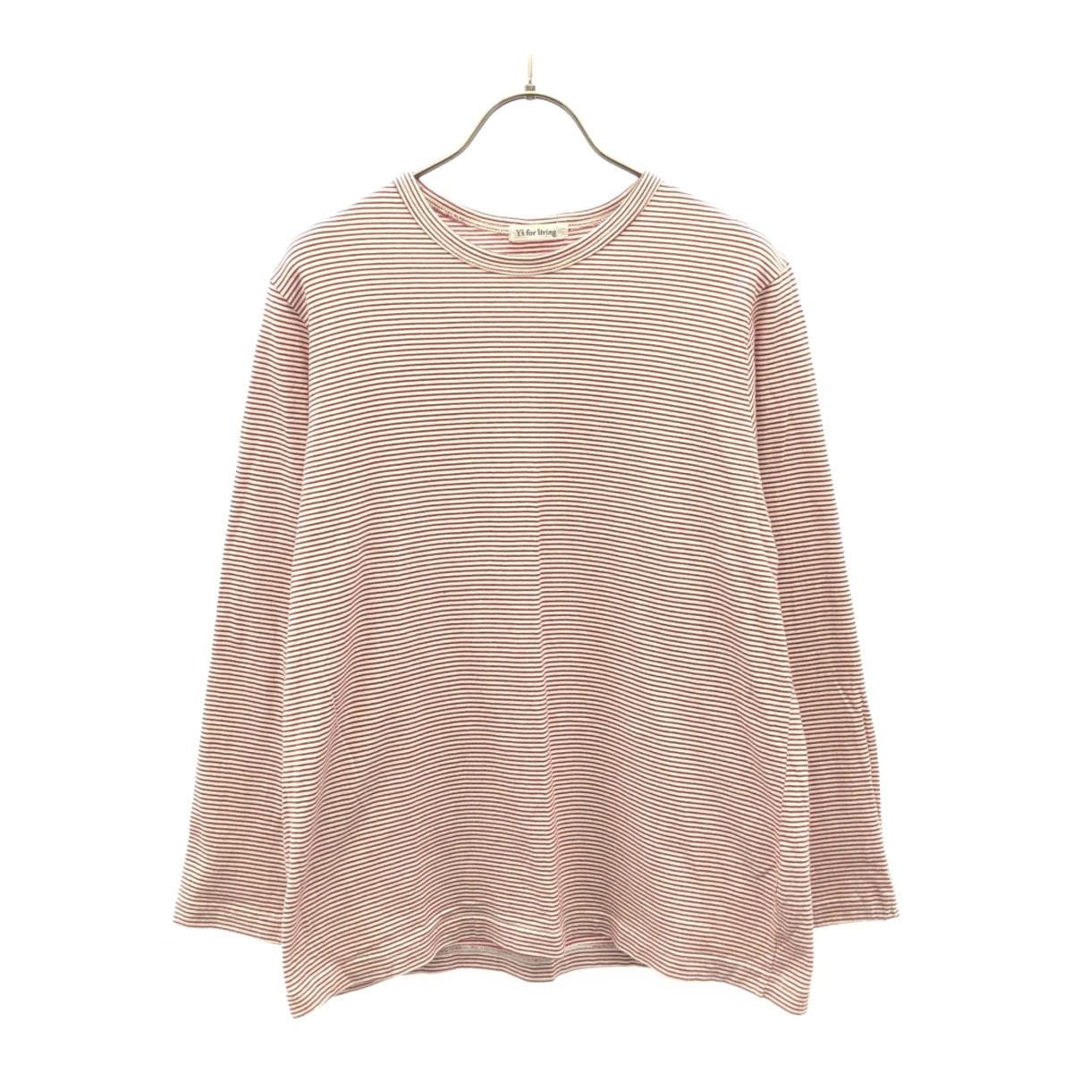 Y's for living ワイズフォーリビング 90s 日本製 ボーダー 長袖 クルーネック カットソー レッド×ホワイト ホームウェア ロンT