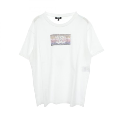シャネル CHANEL ココマーク ラインストーン 半袖Tシャツ 衣料品 トップス コットン レディース ホワイト系 【中古】