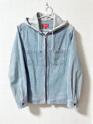 Supreme Hooded Stripe Denim Zip Up【デニムパーカー】