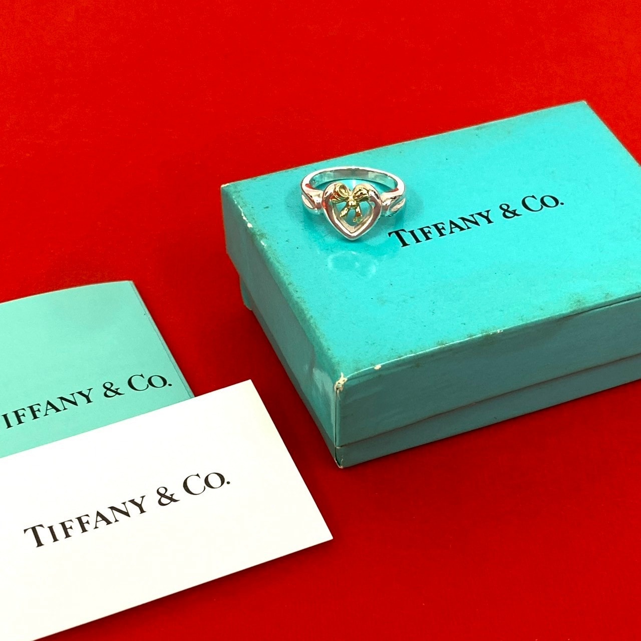 TIFFANY&Co. ティファニー ハート リボン コンビ リング シルバー925 K18ゴールド リング・指輪 10号 シルバー
27923