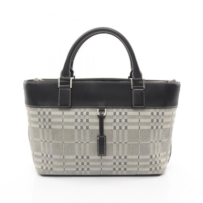 バーバリー BURBERRY ハンドバッグ バッグ キャンバス レザー レディース アイボリー系 / ブラック系 【中古】