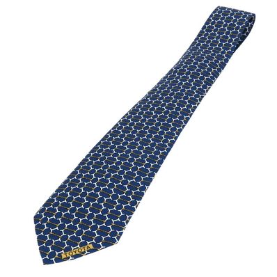 【中古】 エルメス ネクタイ トヨタ限定品 シルク ブルー系 ゴールド ホワイト ビジネス 紳士 スーツ メンズ 男性 HERMES