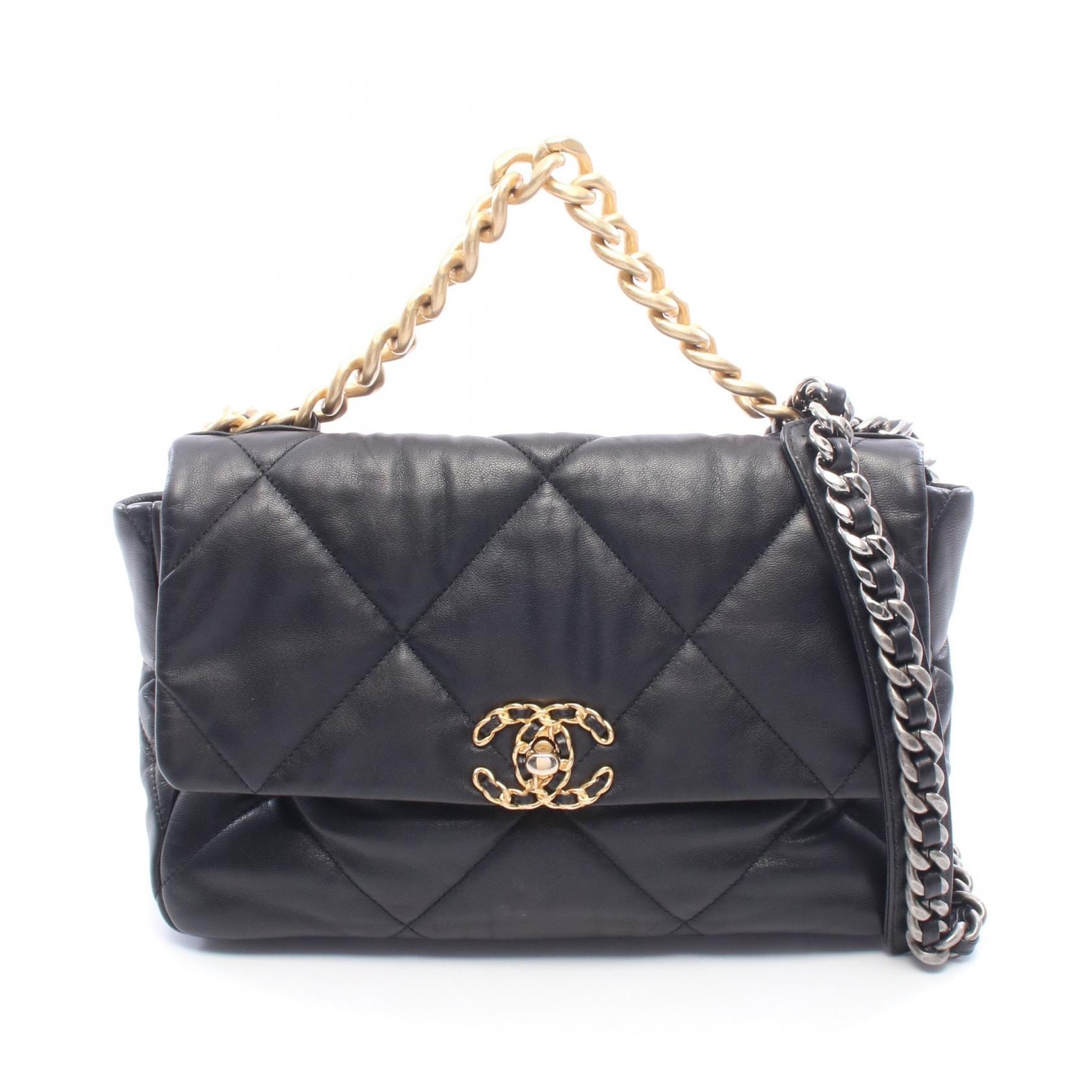 シャネル CHANEL 19 ディズヌフ マトラッセ コンビ金具 2WAY ショルダーバッグ バッグ レザー レディース ブラック系 AS1161 【中古】