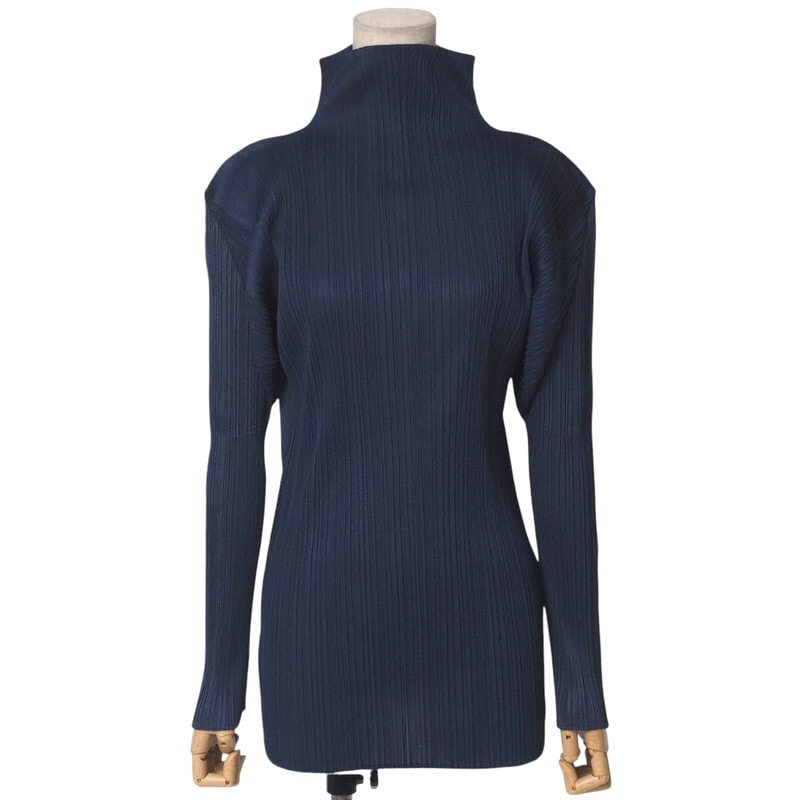 ISSEY MIYAKE イッセイミヤケ カットソー サイズL ハイネック 長袖 プリーツ ブランド古着【中古】20250402/RA4051