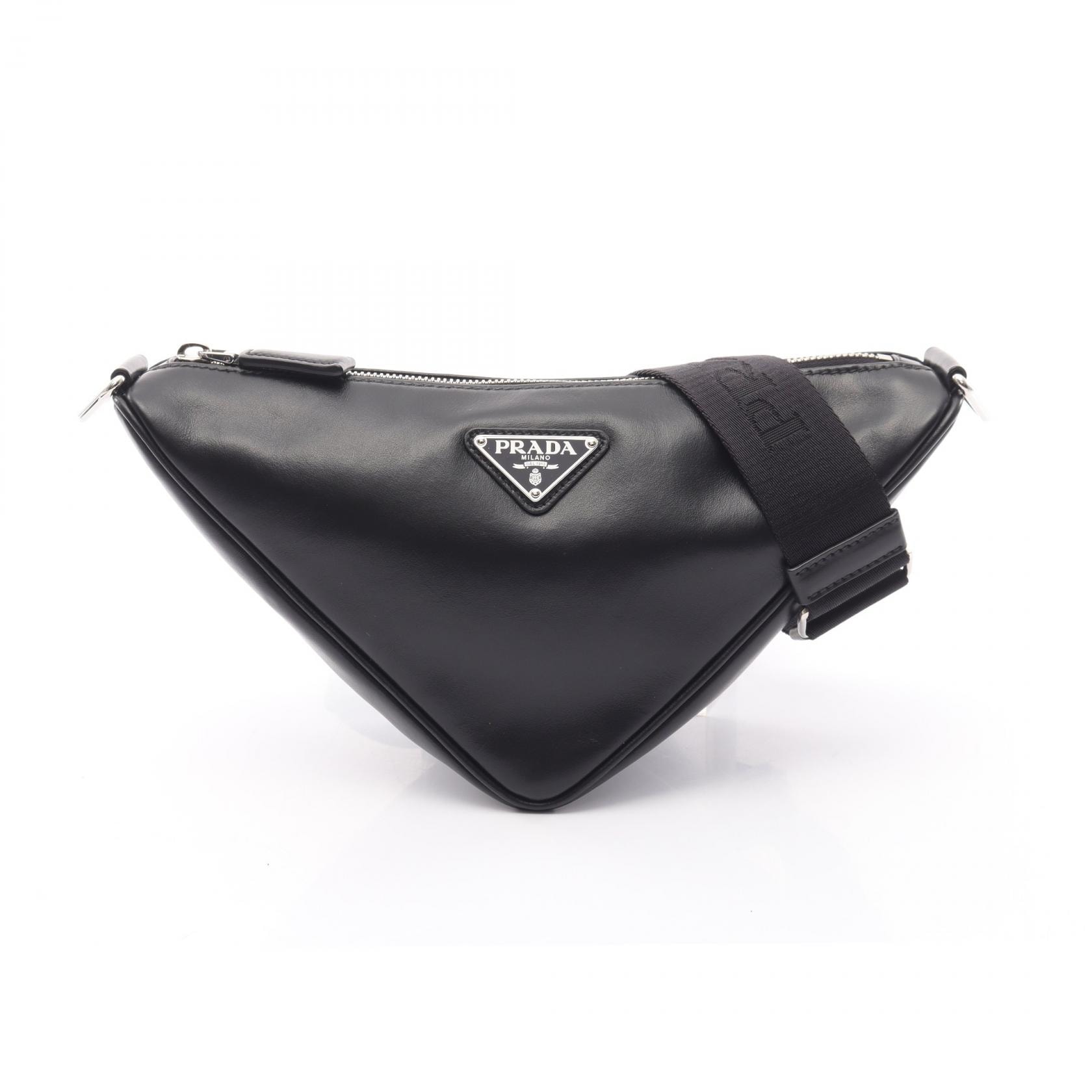 プラダ PRADA トライアングル ショルダーバッグ バッグ レザー レディース ブラック系 2VH155 【中古】
