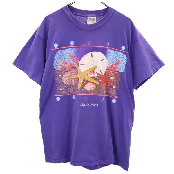 ONEITA オニータ 90s オールド USA製 半袖 Tシャツ L42-44 パープル系