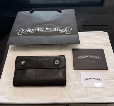 付属品完備/値下げ交渉可能 / 正規品!CHROME HEARTS クロムハーツ ウェーブ WAVE ウォレット 財布