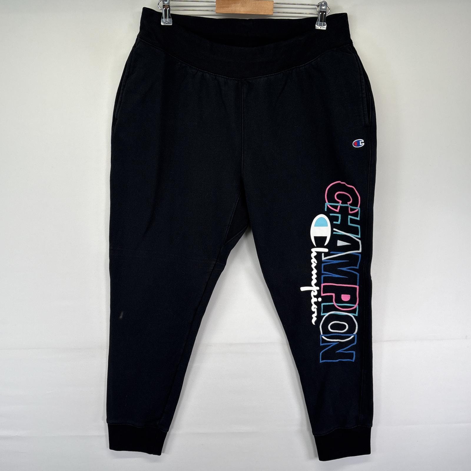 古着 チャンピオン Champion スウェットパンツ リバースウィーブ ワンポイントロゴ刺繍 プリント 長ズボン 14041  ブラック メンズ