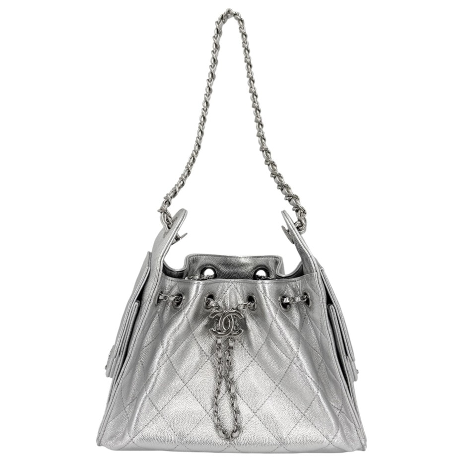 CHANEL シャネル ハンドバッグ 肩掛け チェーンショルダーバッグ ココマーク 鞄 かばん キャビアスキン シルバー シルバー金具 レディース【中古品】