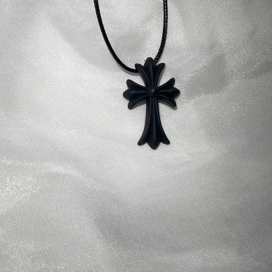 Chrome Hearts Rubber Small CH Cross Silicon Necklace "Black"