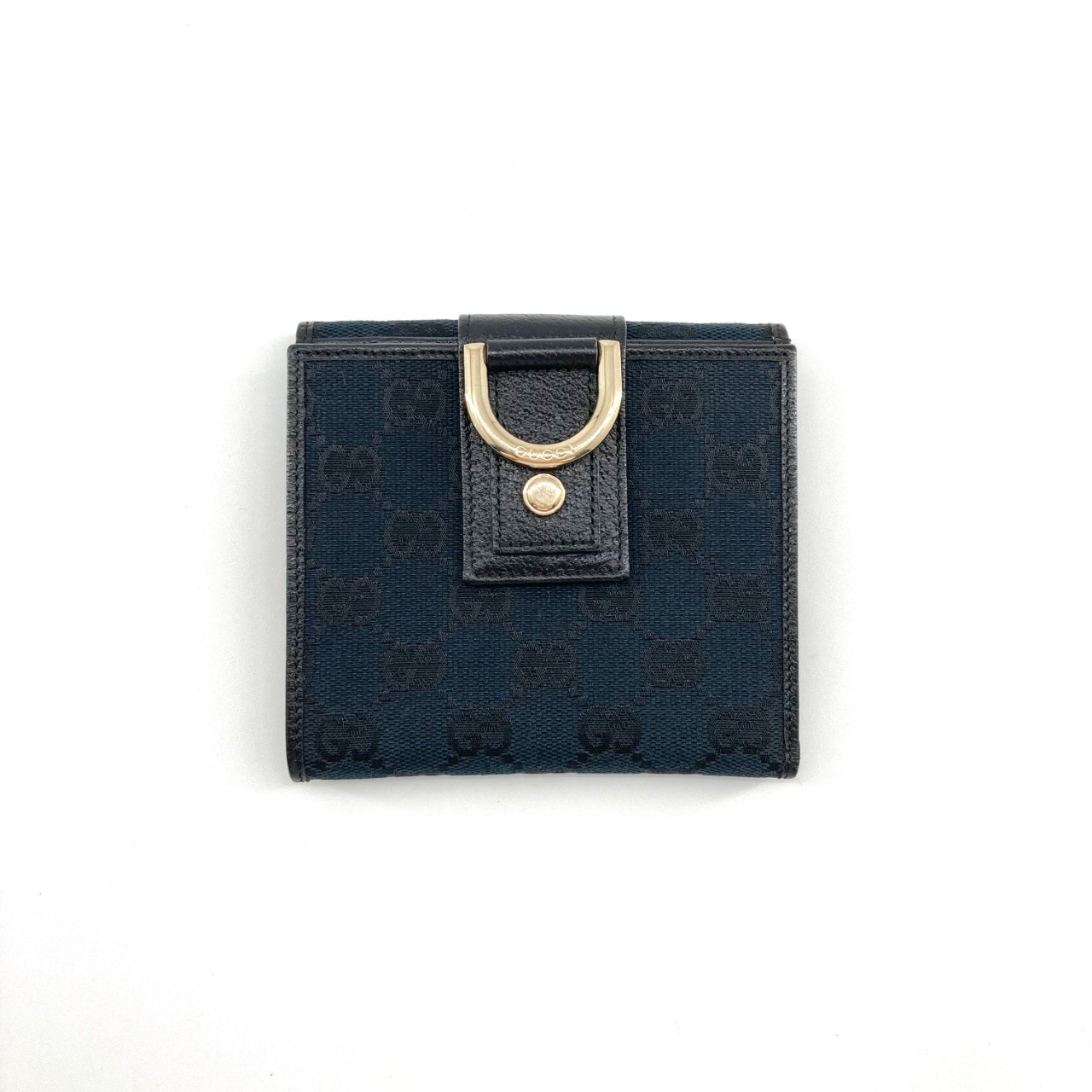 GUCCI(グッチ) アビーライン GGキャンバス コンパクトウォレット 141411 二つ折り財布 ブラック