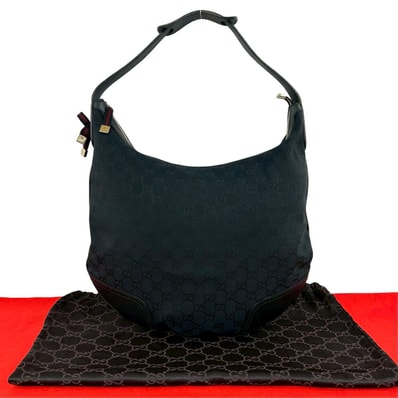 GUCCI グッチ プリンシー シェリーライン GG 柄 キャンバス レザー ショルダーバッグ ネイビー
33821