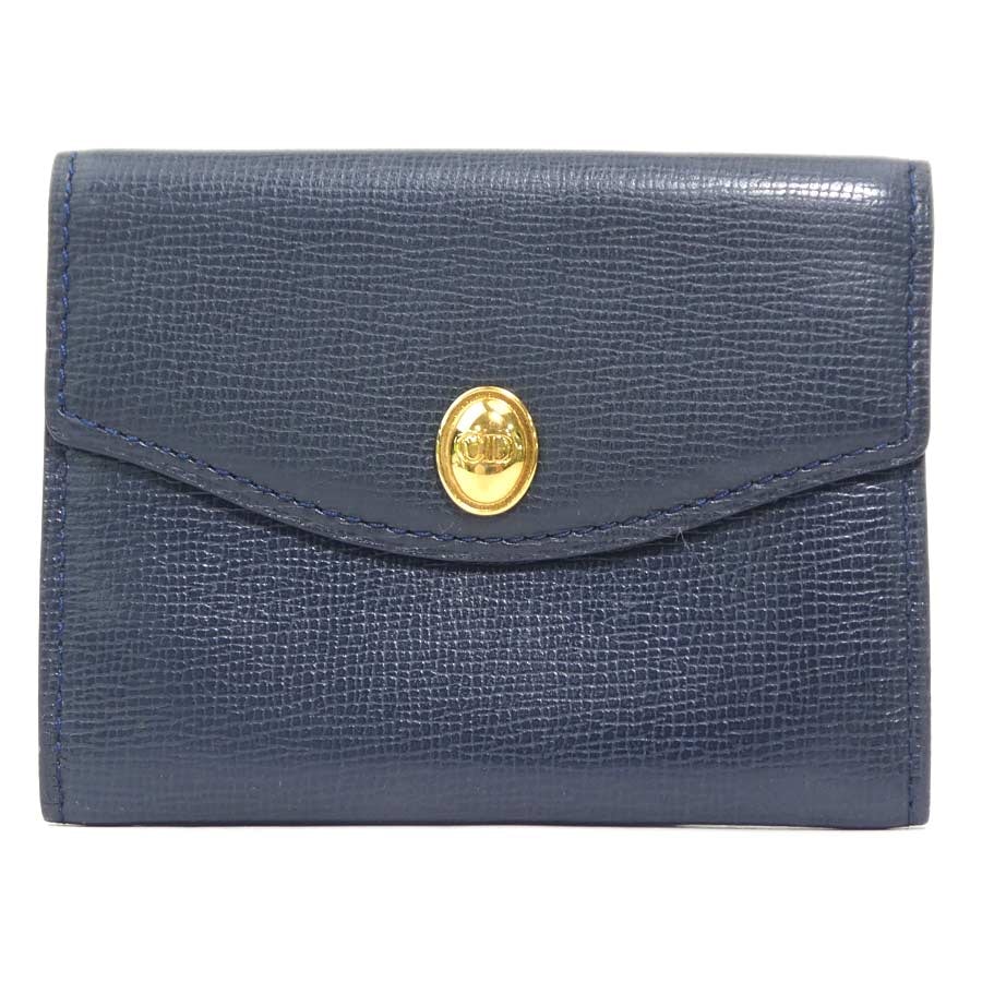 クリスチャンディオール Christian Dior カードケース 名刺入れ レザー ネイビー ユニセックス【中古】 h31565a