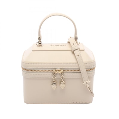 ブルガリ BVLGARI セルペンティ ジュエリーボックス 2WAY ハンドバッグ バッグ レザー レディース アイボリー系 【中古】