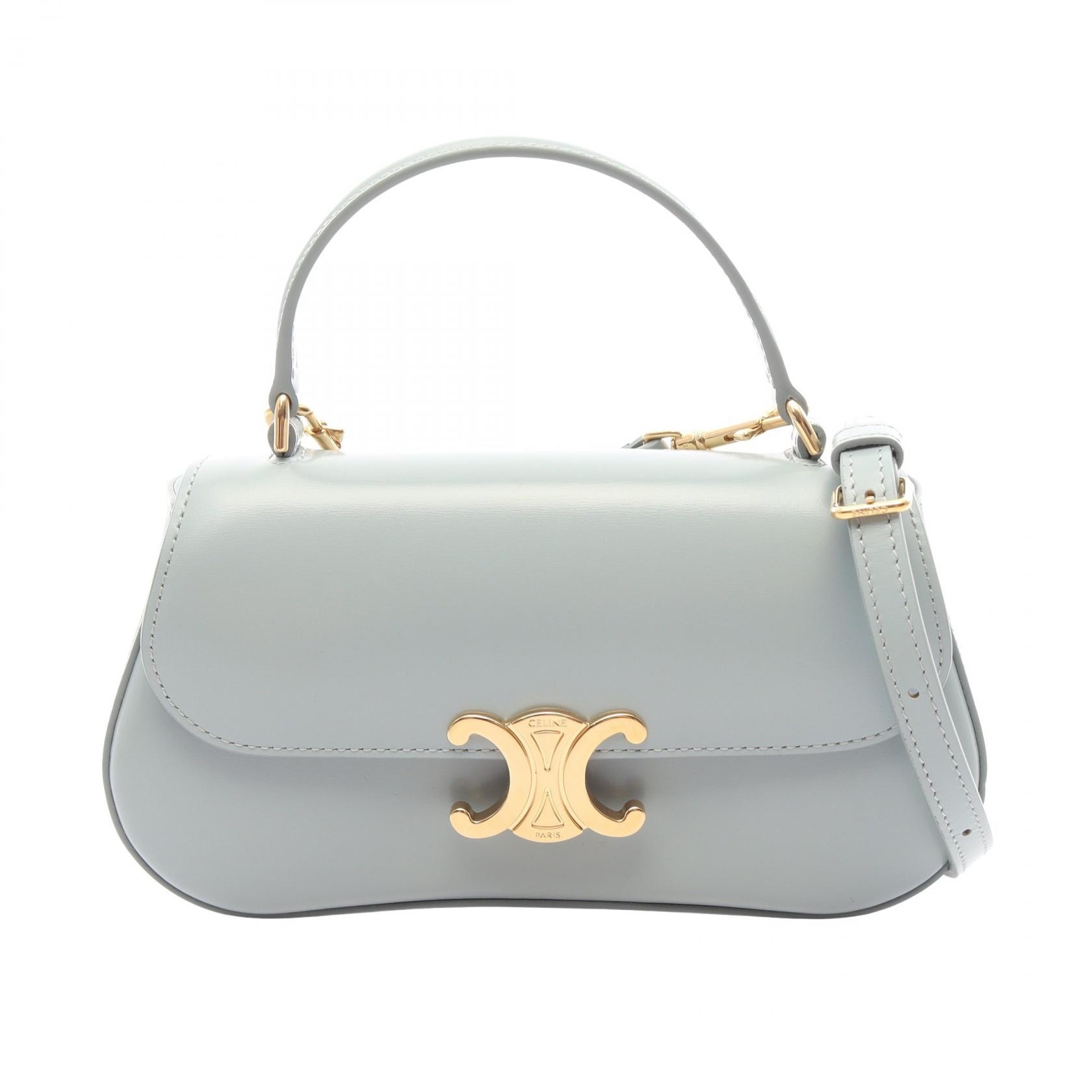セリーヌ CELINE ティーン ローラ 2WAY ハンドバッグ バッグ レザー レディース ブルー系 【中古】