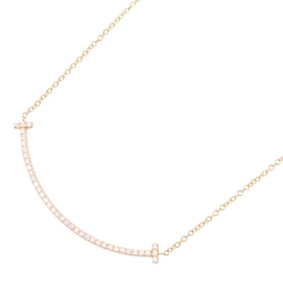ティファニー TIFFANY&CO Tスマイル スモール ダイヤ ネックレス ネックレス ジュエリー K18PG(ピンクゴールド) ダイヤモンド レディース ゴールド系 / クリア系 【中古】