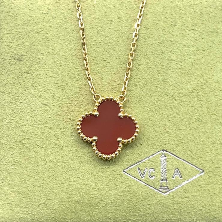 VanCleef & Arpels ヴァンクリーフ&アーペル ヴィンテージアルハンブラ ネックレス カーネリアン ネックレス アクセサリー K18 ★保証書★