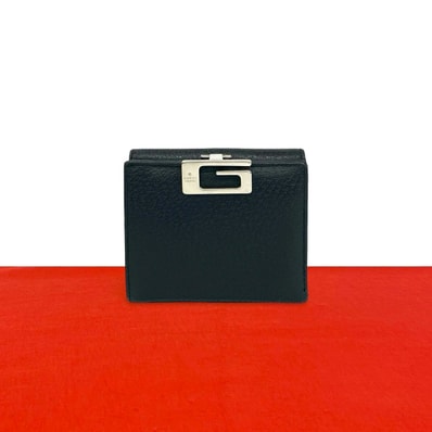 GUCCI グッチ G ロゴ 金具 レザー 二つ折り財布 ブラック
07652