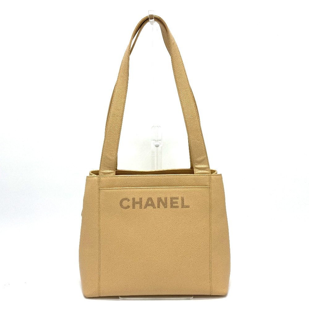 シャネル CHANEL ロゴ カバン ショルダーバッグ 肩掛け ファッション小物 トートバッグ キャビアスキン ベージュ