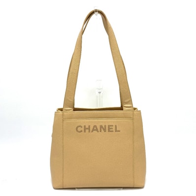 シャネル CHANEL ロゴ カバン ショルダーバッグ 肩掛け ファッション小物 トートバッグ キャビアスキン ベージュ